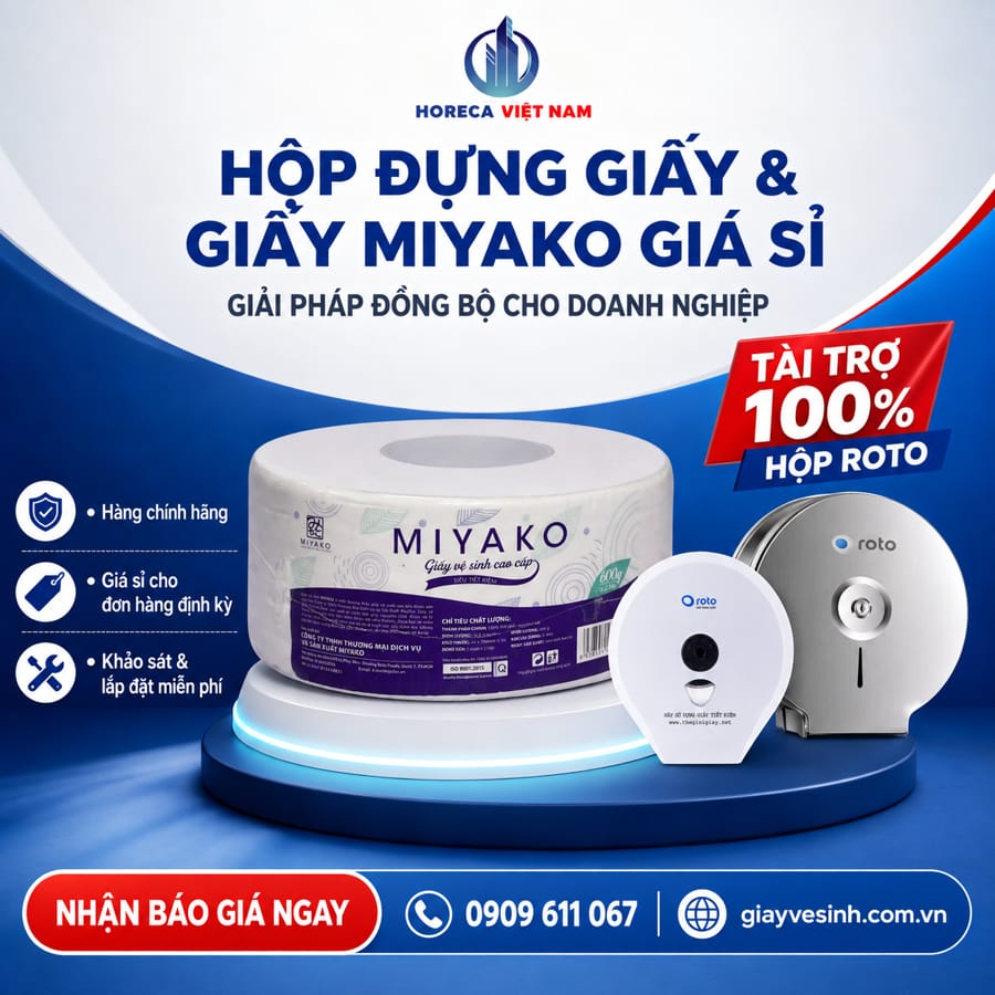 Mua hộp đựng giấy vệ sinh cuộn lớn miyako tốt nhất cho doanh nghiệp tại Horeca Việt Nam