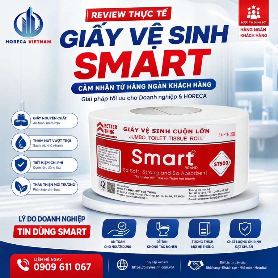 Review giấy vệ sinh smart thực tế tại Horeca Việt Nam