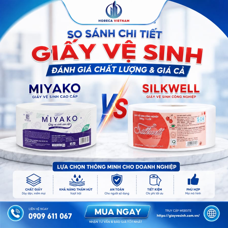 Việc so sánh giấy vệ sinh miyako và silkwell để hiểu rõ từng thông số kỹ thuật, cấu trúc bột giấy và hiệu quả kinh tế của hai thương hiệu này sẽ giúp bạn đưa ra quyết định sắc bén nhất.