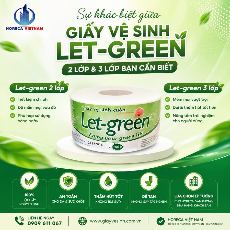 Sự khác biệt giữa giấy vệ sinh Let-green 2 lớp và 3 lớp bạn cần biết