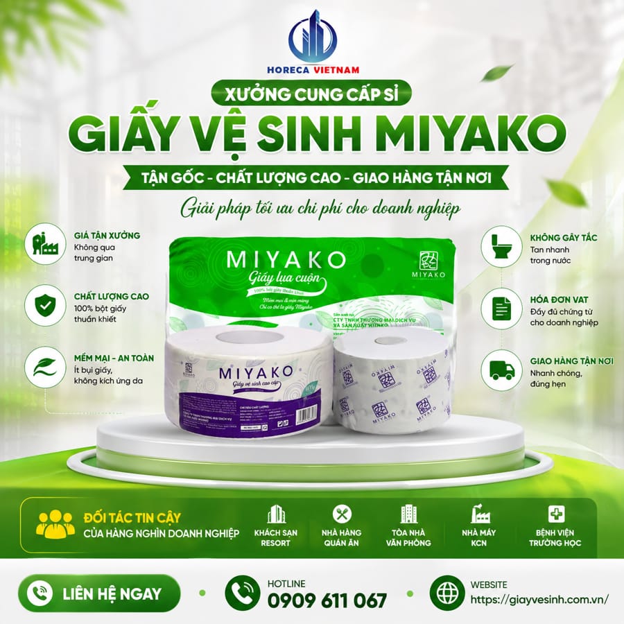 Xưởng cung cấp sỉ giấy vệ sinh Miyako chuẩn chính hãng, giá tận xưởng, đầy đủ hóa đơn VAT và giao hàng tận nơi