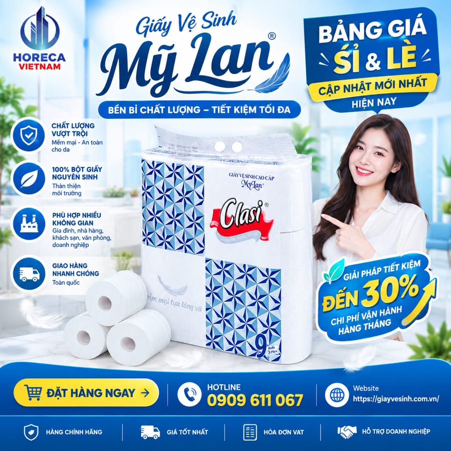 Báo giá giấy vệ sinh Mỹ Lan mới nhất để phục vụ cho nhu cầu gia đình hoặc tính toán chi phí vận hành cho doanh nghiệp, nhà hàng