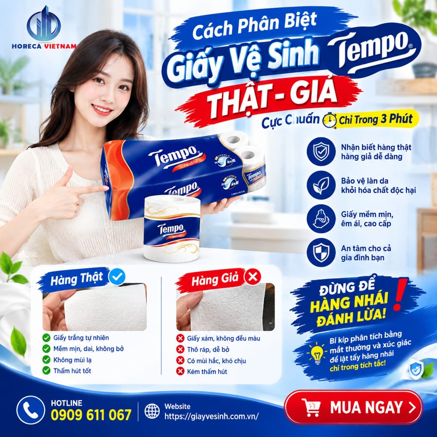 Cách phân biệt giấy vệ sinh tempo thật giả bằng mắt thường và xúc giác để lật tẩy hàng nhái chỉ trong tích tắc.