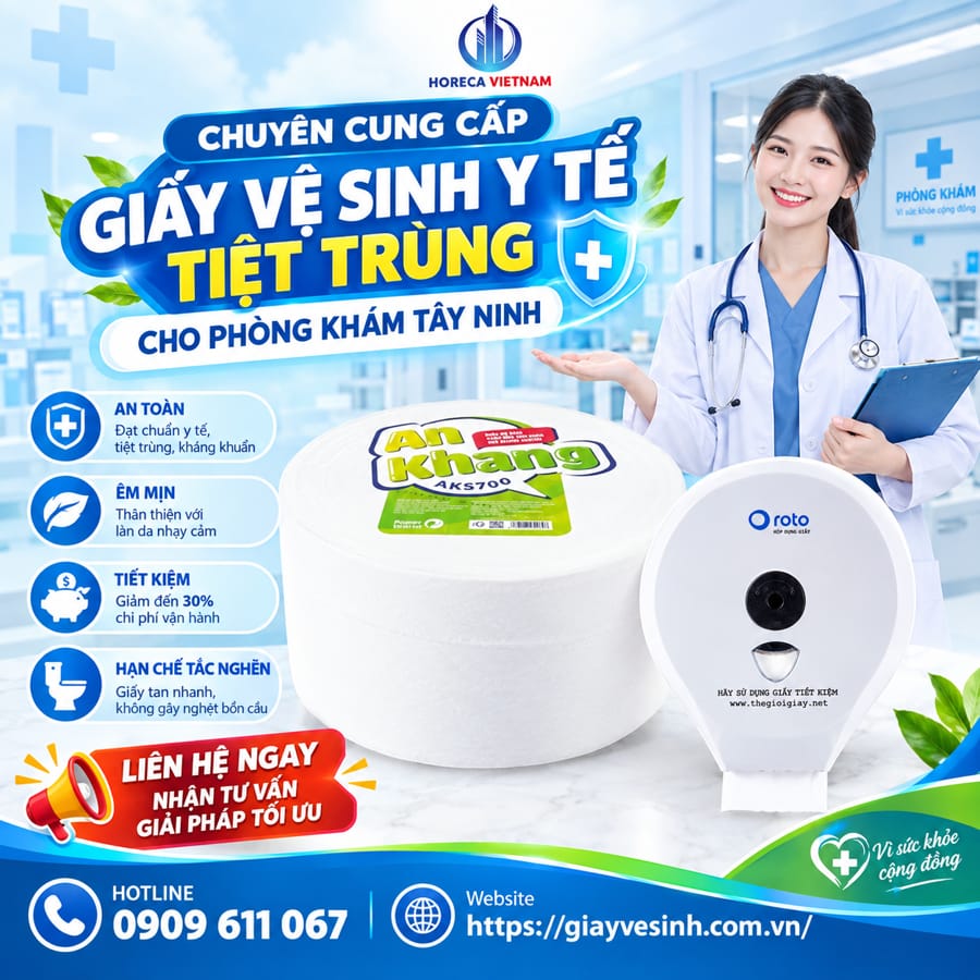 Horeca Việt Nam nhà cung cấp giấy vệ sinh cho phòng khám tây ninh chuyên nghiệp hàng đầu, giúp bạn nâng tầm dịch vụ và cắt giảm đến 30% chi phí vận hành.