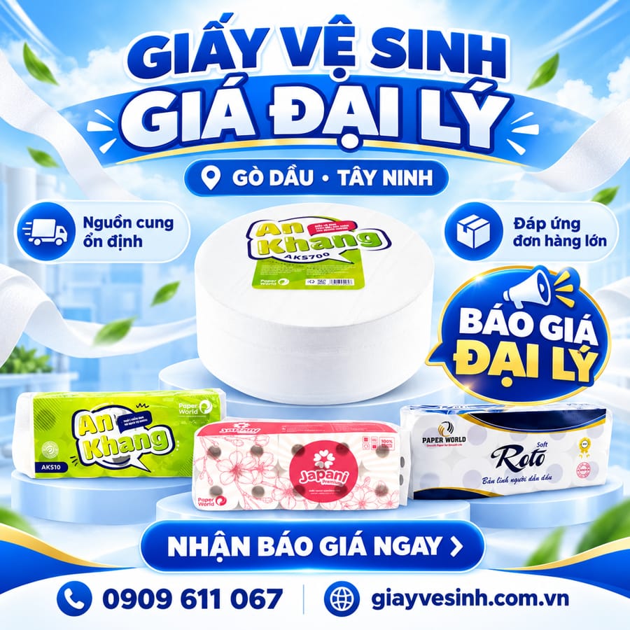 Horeca Việt Nam đại lý giấy vệ sinh gò dầu tây ninh cấp 1 thực thụ, đủ năng lực cung ứng số lượng lớn với mức giá tận xưởng