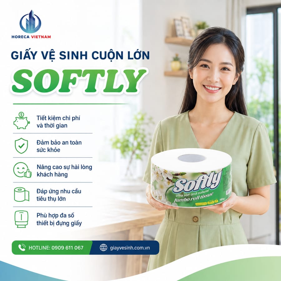 Địa chỉ cung cấp giấy vệ sinh cuộn lớn softly uy tín giá sỉ tốt nhất cho horeca