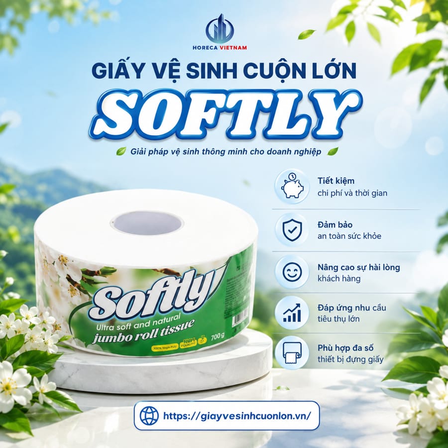 Giải pháp giấy vệ sinh cuộn lớn softly thông minh cho doanh nghiệp