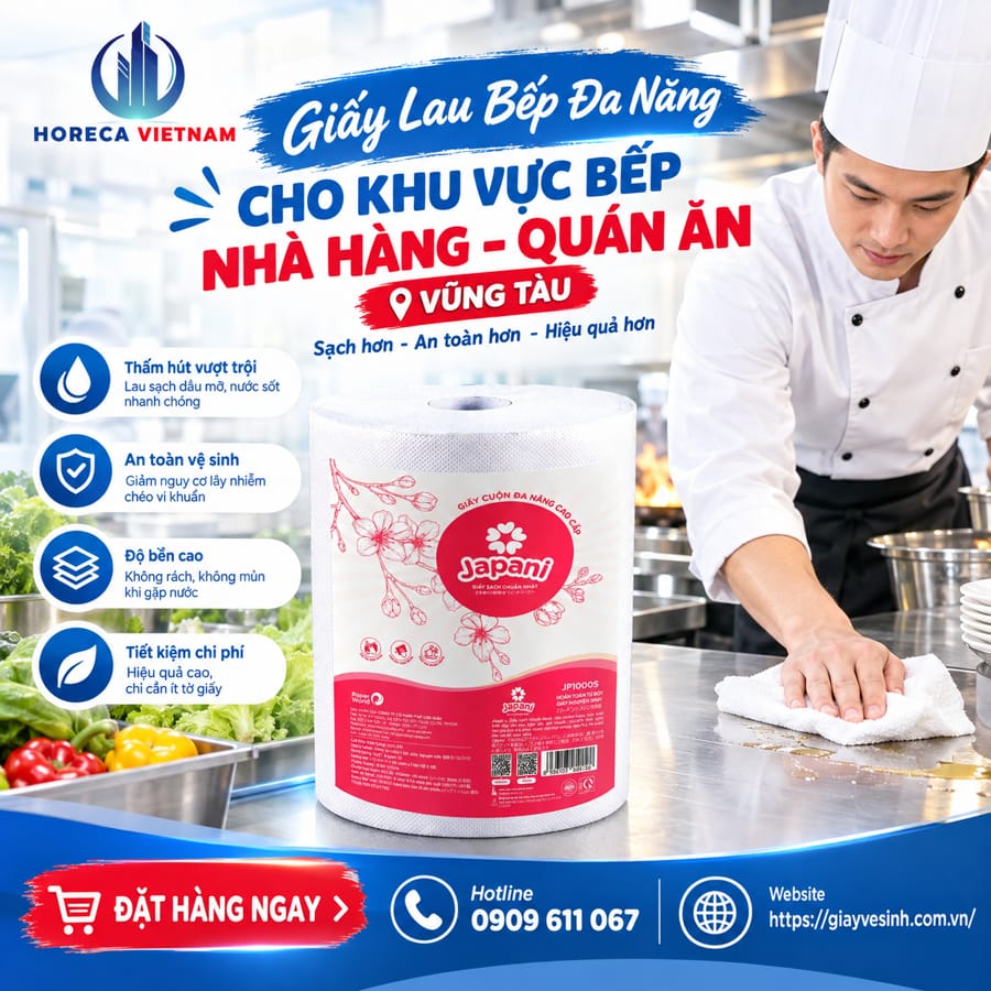 Giấy lau bếp công nghiệp nhà hàng quán ăn Vũng Tàu