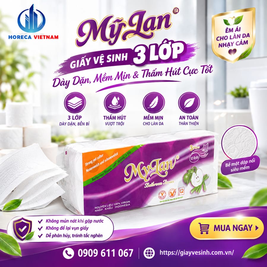 Giấy vệ sinh Mỹ Lan 3 lớp vươn lên như một tiêu chuẩn vàng, định nghĩa lại hoàn toàn khái niệm về một sản phẩm chăm sóc vệ sinh cá nhân hoàn hảo.