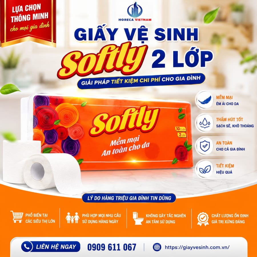 Giải pháp giấy vệ sinh softly 2 lớp tiết kiệm chi phí cho gia đình