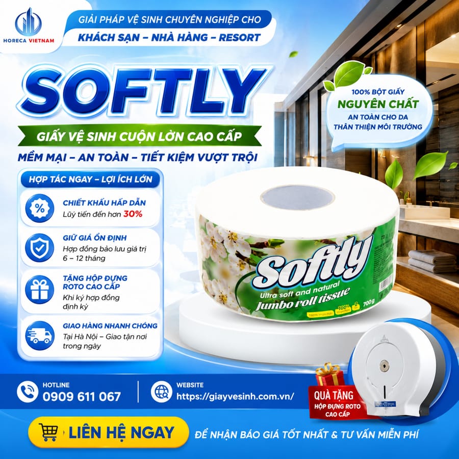 Horeca Việt Nam đại lý giấy vệ sinh softly Hà Nội mềm mại an toàn tiết kiệm vượt trội