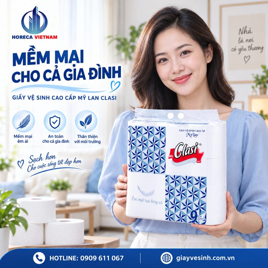 Horeca Việt Nam đại lý phân phối giấy vệ sinh mỹ lan 2 lớp mềm mại cho cả gia đình