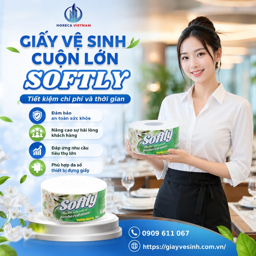 Horeca Việt Nam địa chỉ mua giấy vệ sinh cuộn lớn softly số lượng lớn uy tín giá tốt