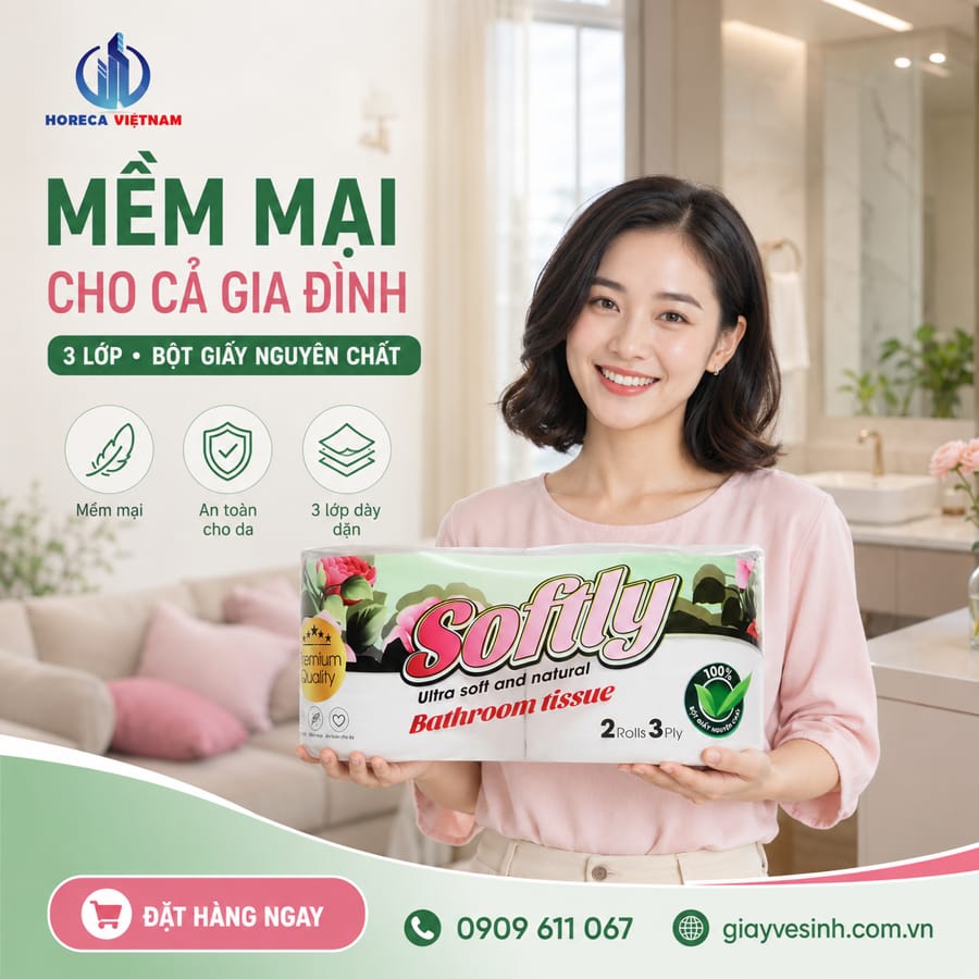 Horeca Việt Nam nhà phân phối combo lốc 10 cuộn giấy vệ sinh softly uy tín giá tốt