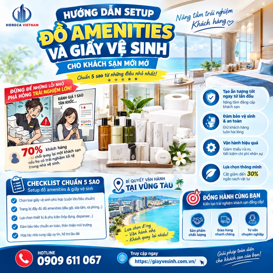 Hướng dẫn setup đồ amenities khách sạn vũng tàu