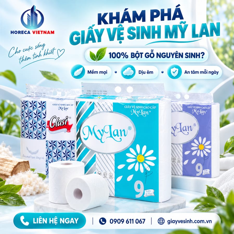 Khấm phá chất liệu giấy vệ sinh mỹ lan 100% bôt gỗ nguyên sinh