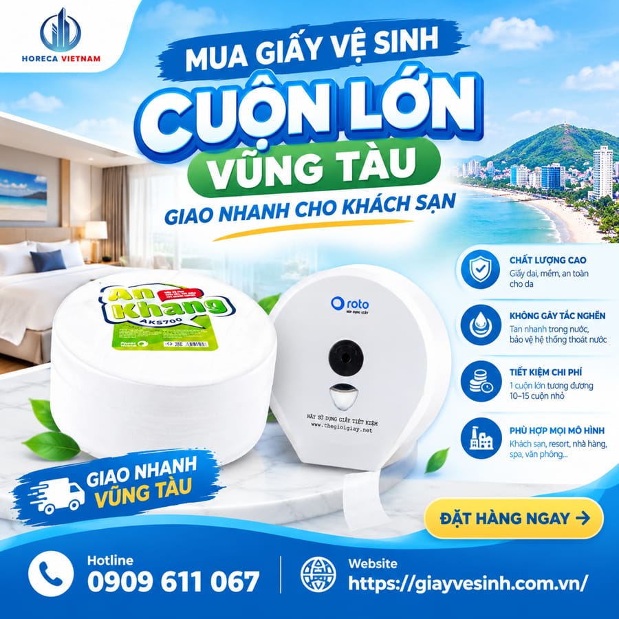 Horeca Việt Nam địa chỉ mua giấy vệ sinh cuộn lớn Vũng Tàu uy tín