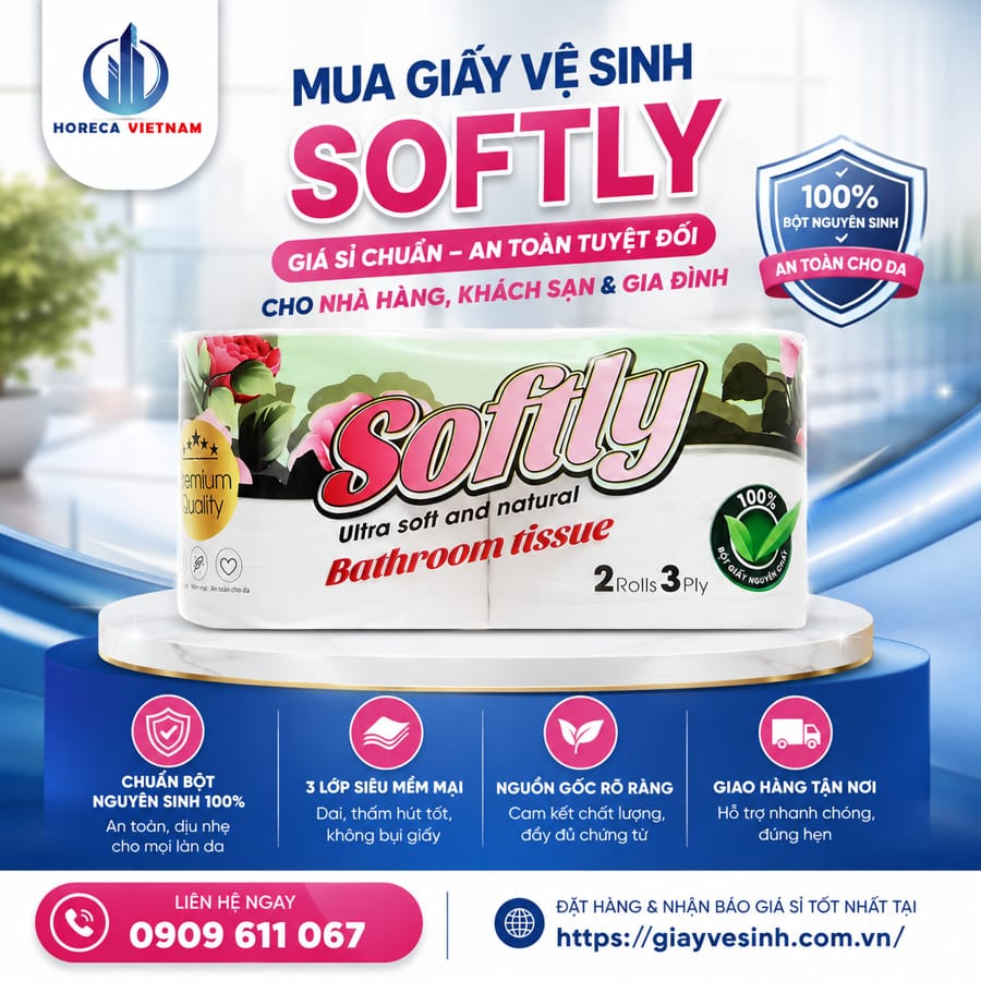 Mua giấy vệ sinh softly có lõi giá sỉ chuẩn an toàn tuyệt đối