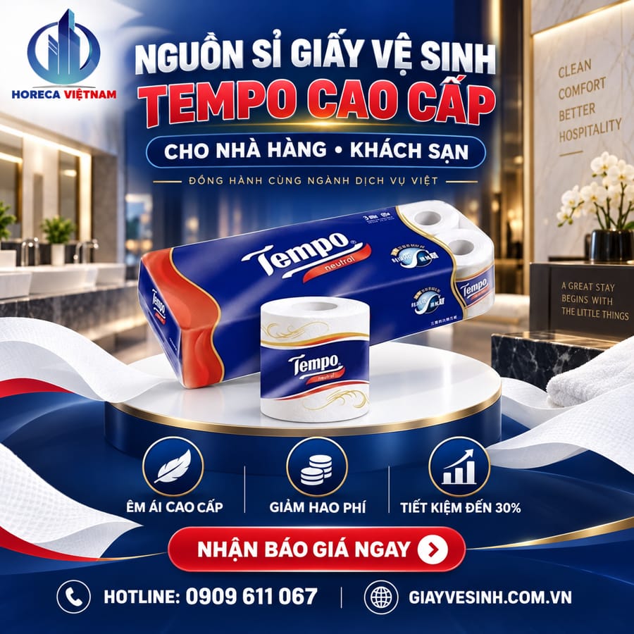 Nguồn bỏ sỉ giấy vệ sinh tempo khách sạn cao cấp tại Horeca Việt Nam