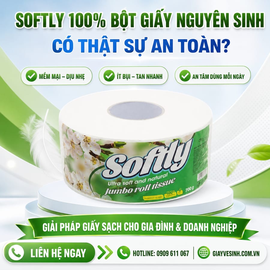 Thành phần giấy vệ sinh softly bột giấy nguyên sinh có chuẩn không?