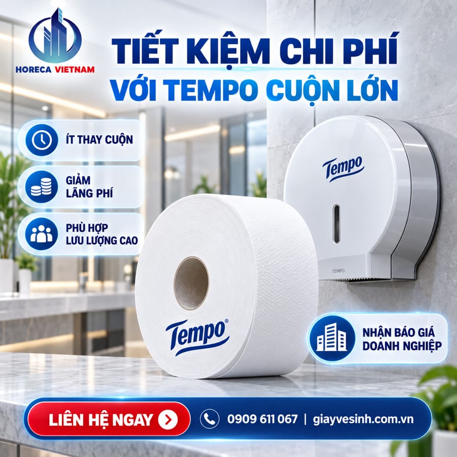 Tiết kiệm chi phí với giải pháp giấy vệ sinh tempo cuộn lớn cho tòa nhà