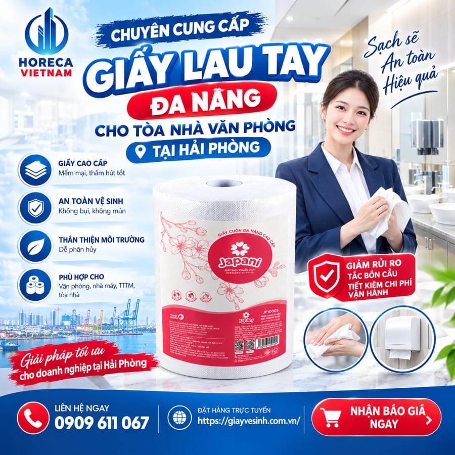 Horeca Việt Nam cung cấp giấy lau tay nhà vệ sinh hải phòng chuyên nghiệp, có năng lực cung ứng lớn và am hiểu sâu sắc nhu cầu B2B