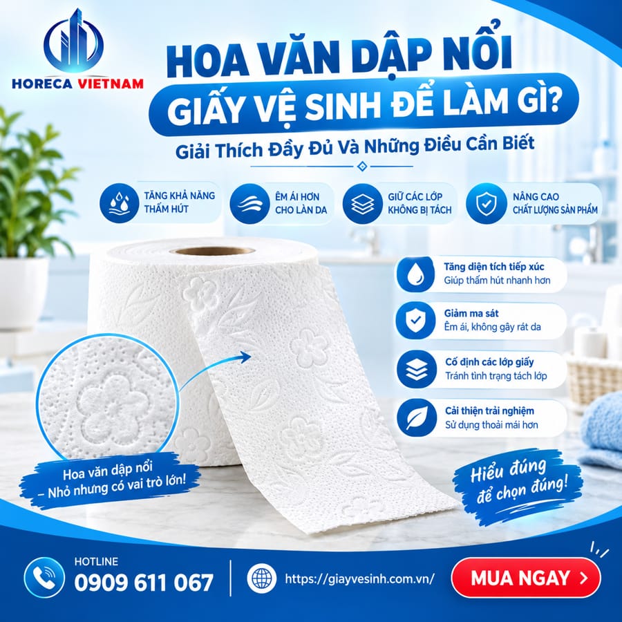 Tìm hiểu hoa văn dập nổi giấy vệ sinh để làm gì?