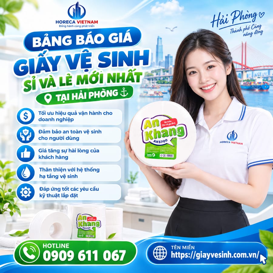 Horeca Việt Nam nhà phân phối giấy vệ sinh Hải Phòng giá tốt tận xưởng giao hàng nhanh