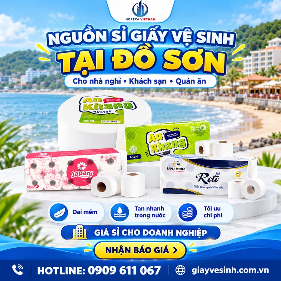 Horeca Việt Nam nguồn cung cấp giấy vệ sinh giá rẻ đồ sơn tận xưởng, chất lượng dai mềm, tan nhanh trong nước và đặc biệt là giao hàng hỏa tốc