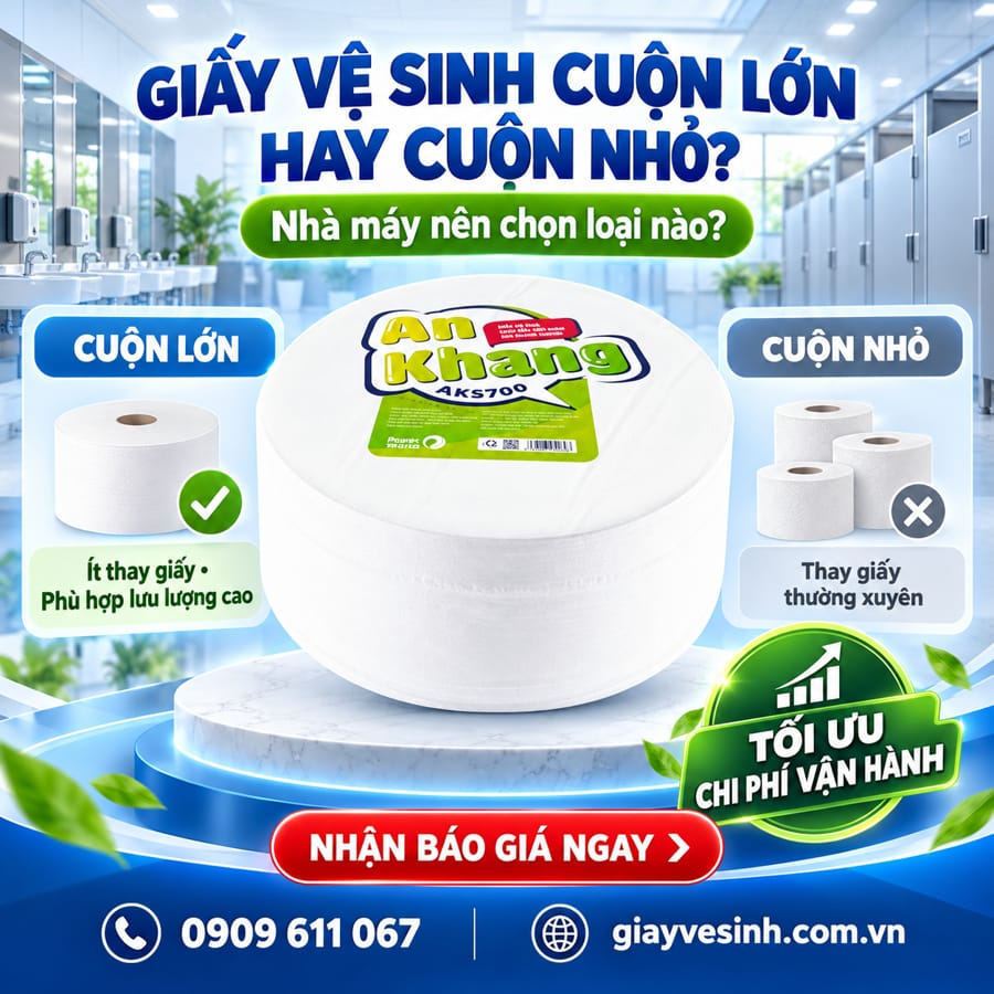 So sánh giấy vệ sinh cuộn lớn cuộn nhỏ cho nhà máy?