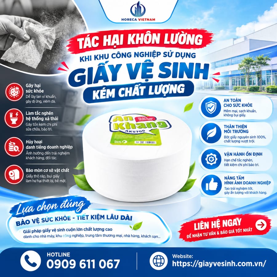 Tác hại dùng giấy vệ sinh bẩn tại khu công nghiệp