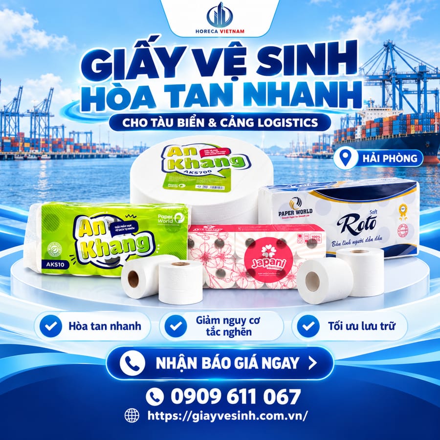 Horeca Việt Nam nguồn cung cấp giấy vệ sinh cho tàu biển Hải Phòng đúng chuẩn hàng hải không chỉ là bài toán về giá cả