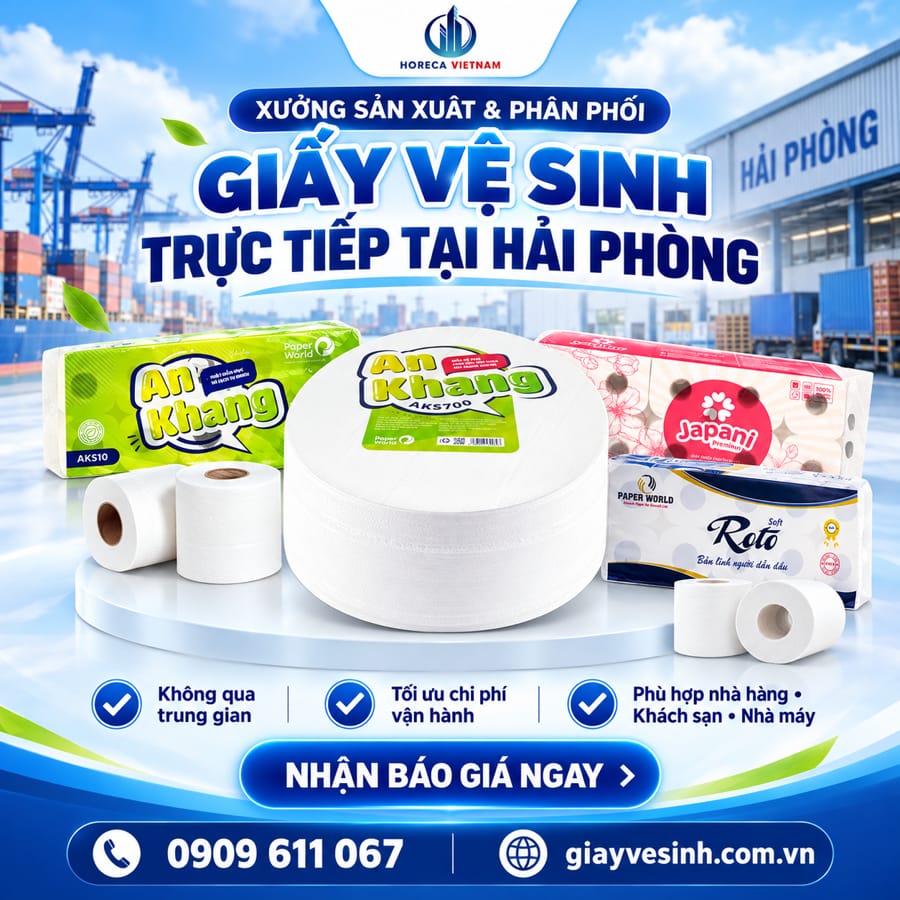 Xưởng sản xuất giấy vệ sinh Hải Phòng trực tiếp, không qua trung gian chính là bước đi chiến lược quan trọng nhất để thiết lập lại bài toán tối ưu chi phí và nâng tầm sự chuyên nghiệp cho không gian của bạn.